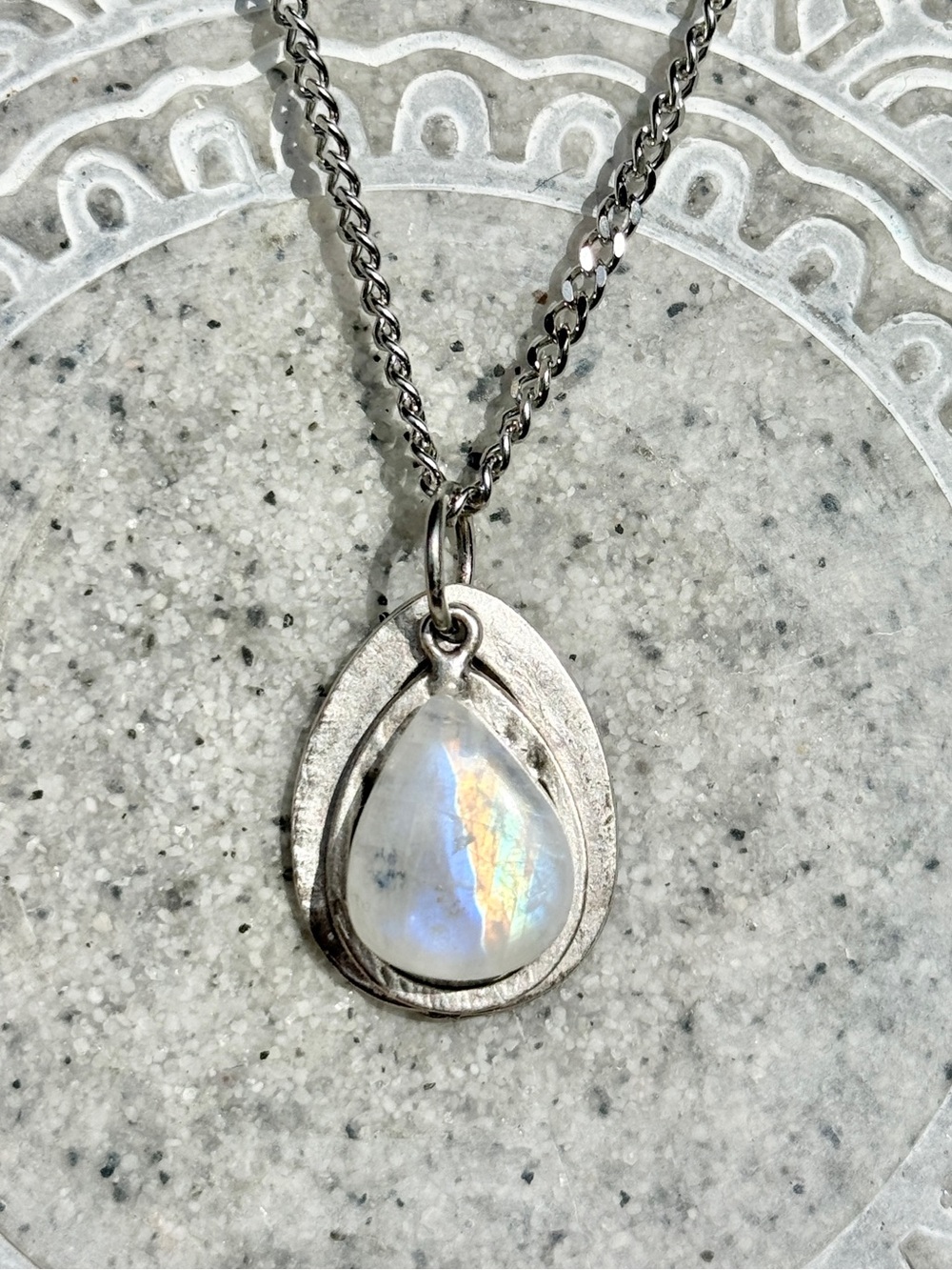 Rainbow Moonstone Crystal Pendant Necklace, Wandering Bunny LLC